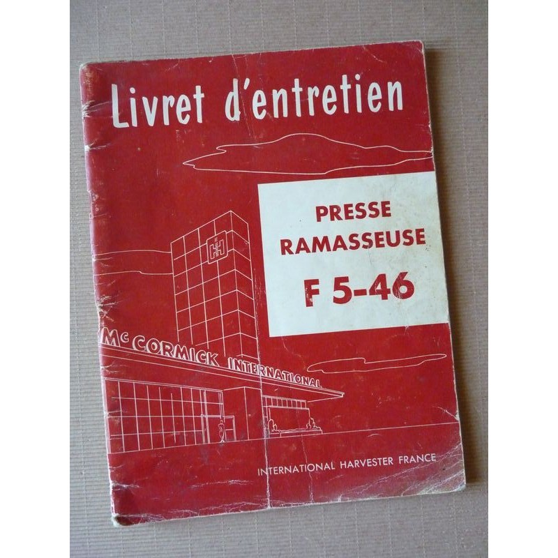 McCormick presse-ramasseuse F5-46, notice d'entretien originale