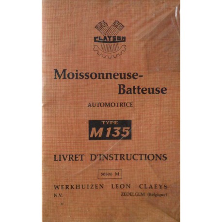 Clayson M135 moissonneuse-batteuse, notice d'entretien