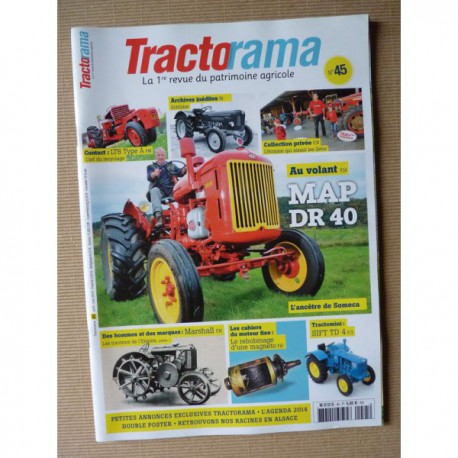 Tractorama n°45, MAP DR40, LTB type A, Zétor, Marshall, Japy 13E, Schlüter série Super