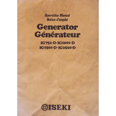Iseki générateur IG751-D, IG1001-D, IG1501-D et IG2501-D, notice d'entretien