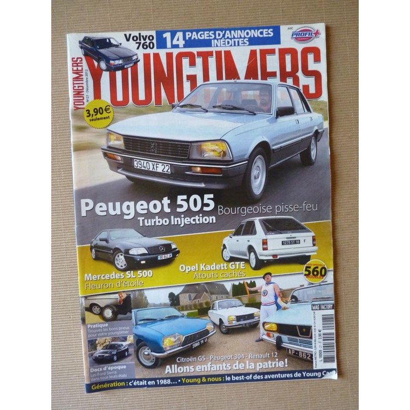 Youngtimers n°27, Peugeot 505 Turbo Injection, Open Kadett D, Mercedes SL500 R129, Volvo 760, Citroën GS, Renault 12