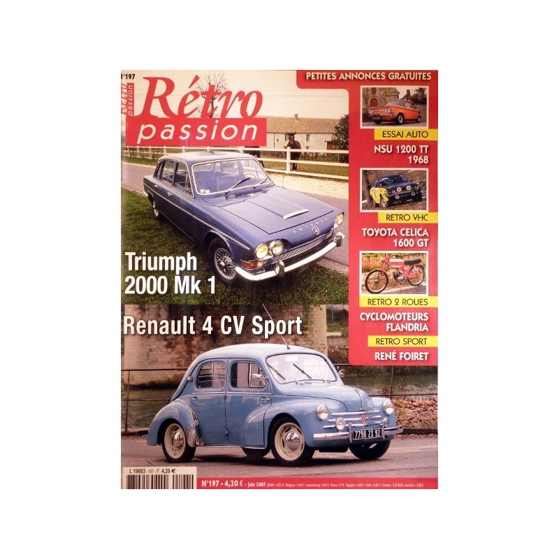 Rétro Passion n°197, Triumph 2000 mk1, Renault 4cv Sport