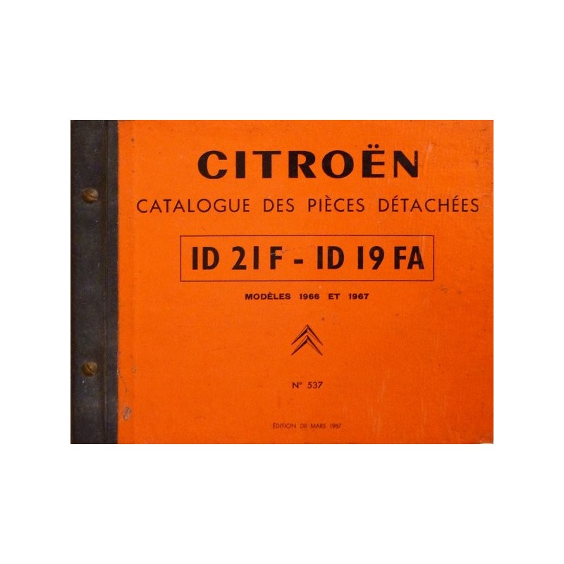 Citroën ID21F et ID19FA, catalogue de pièces