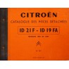 Citroën ID21F et ID19FA, catalogue de pièces