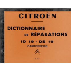 Citroën DS19, ID19 avant septembre 1965, manuel de réparation carrosserie