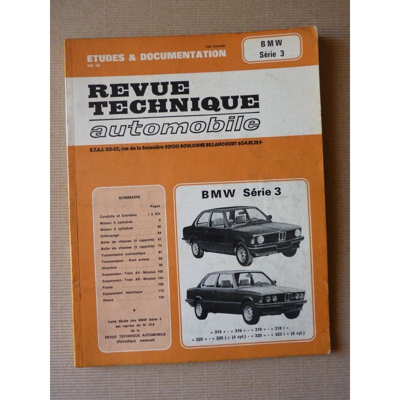 RTA Revue Technique Automobile BMW Série 3 E21, 315, 316, 318, 318i ...